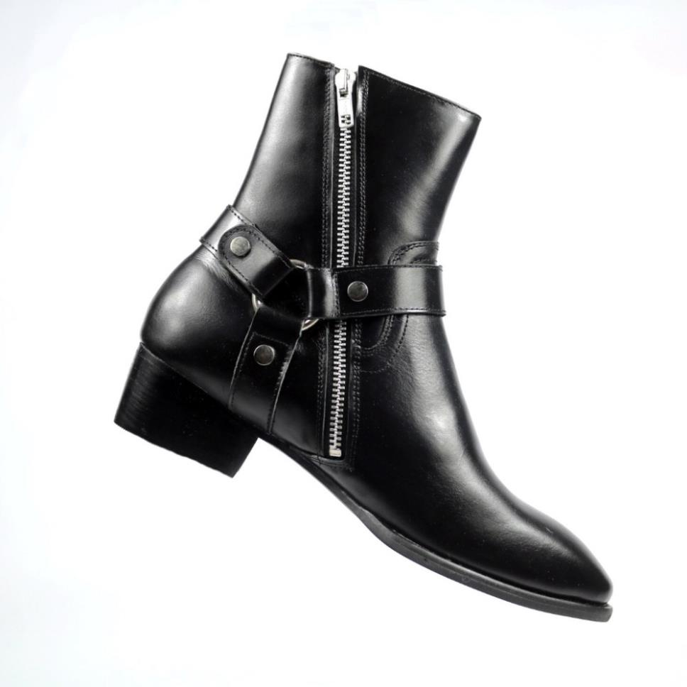 Giày Harness Boot Nam Kiểu Dáng Thời Trang, Giày Da Nam Khóa Kéo Độn Đế Tăng Chiều Cao - Xưởng Giày Chelsea Boot