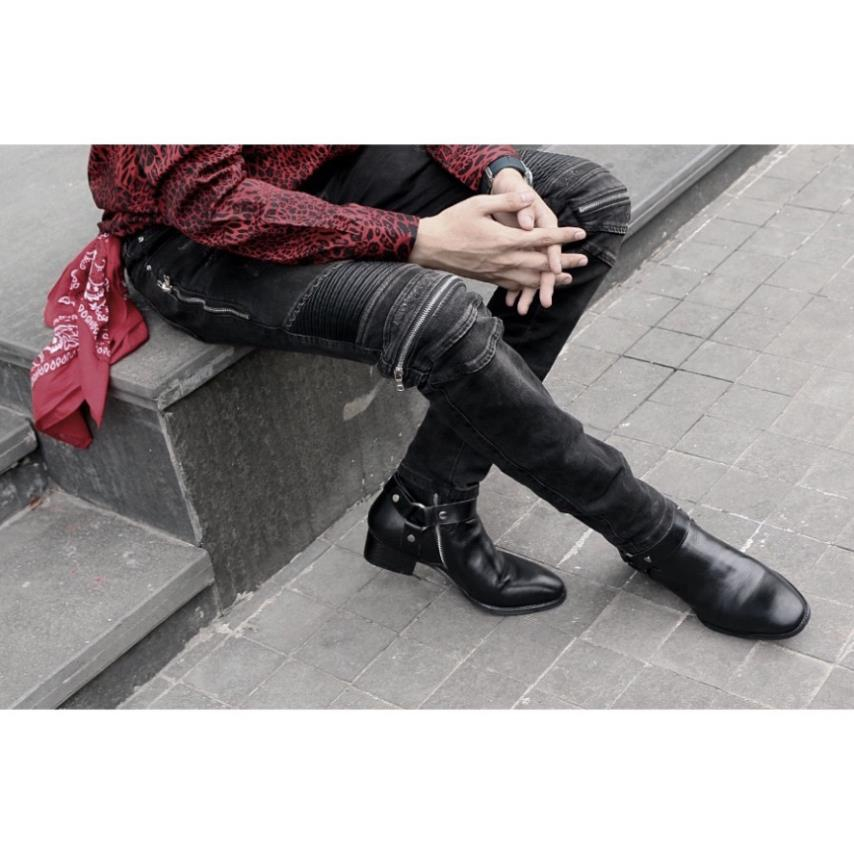 Giày Harness Boot Nam Kiểu Dáng Thời Trang, Giày Da Nam Khóa Kéo Độn Đế Tăng Chiều Cao - Xưởng Giày Chelsea Boot