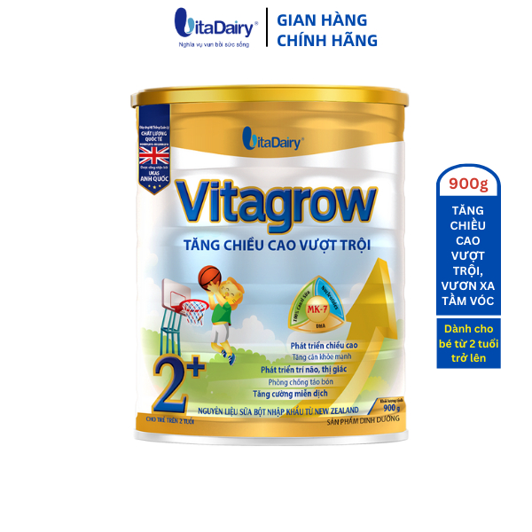 Sữa bột Vita Grow 2+ 900g giúp bé tăng chiều cao hiệu quả - VitaDairy