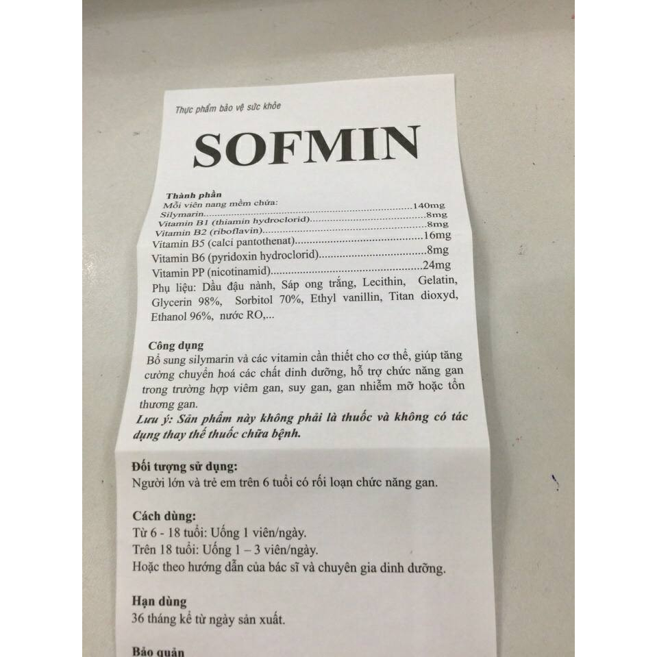 Bổ gan Sofmin Silymarin 140mg hộp 60 viên giúp tăng cường chức năng gan , giảm viêm gan, xơ gan , gan nhiễm mỡ