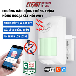 Chuông báo động chống trộm cảm biến hồng ngoại kết nối wifi CTFAST CS62W - Điều khiển từ xa qua app, âm báo 110 dB