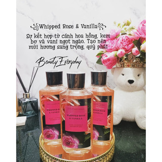 Gel tắm whipped rose & vanilla - bath & body works shower gel 295ml