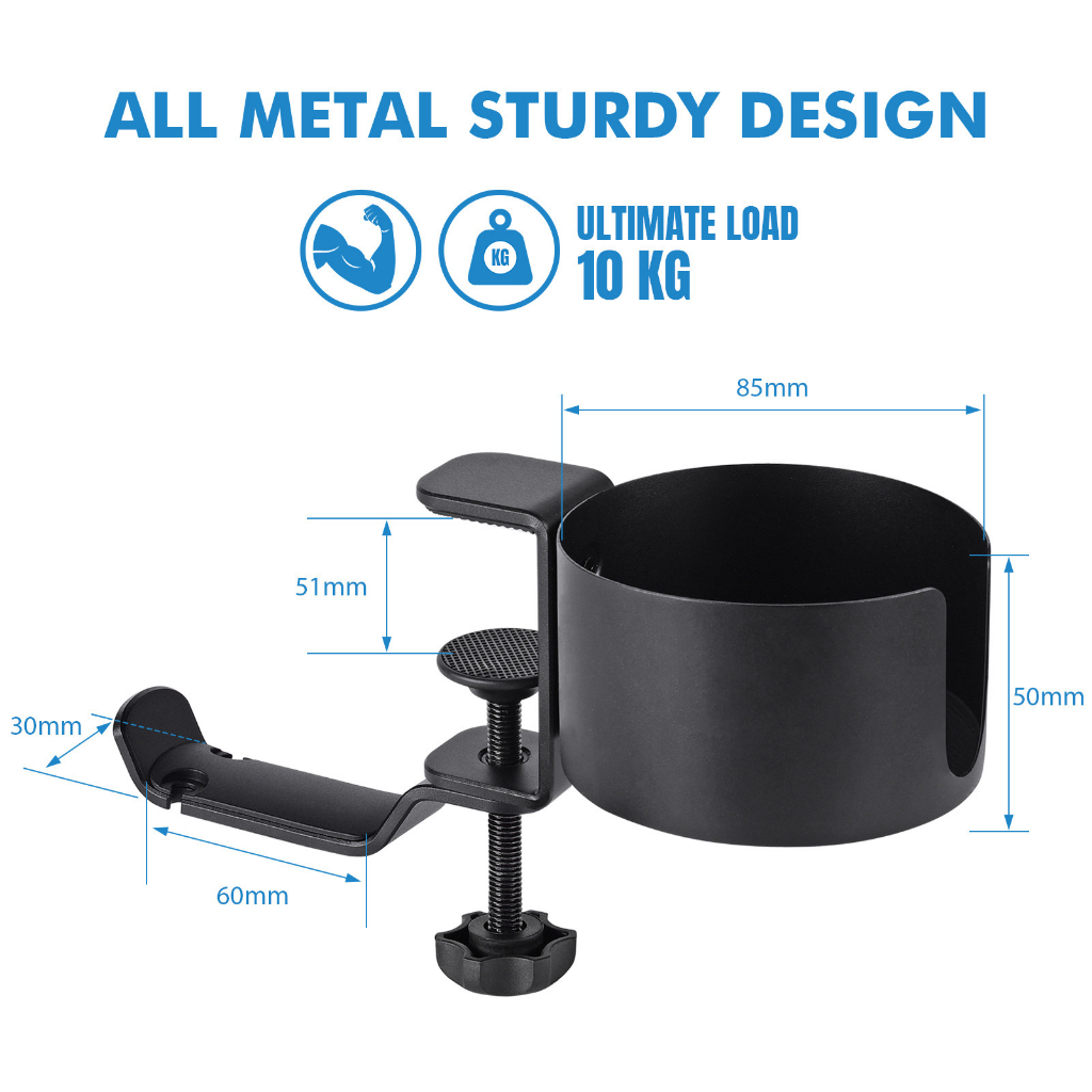 Giá Treo Tai Nghe Kèm Đỡ Cốc Nước 2IN1 Đa Năng Tiện Dụng, Giá Để Tai Nghe Xoay 360 Độ - Kẹp Treo Tai Nghe Để Bàn