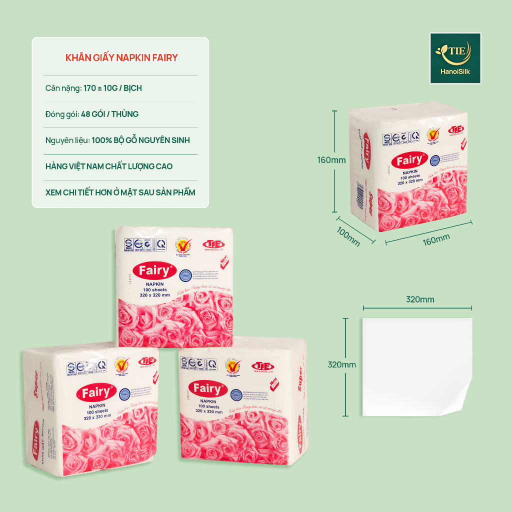 Khăn Giấy Ăn Fairy Napkin 100 Tờ 2 Lớp Cao Cấp Đa Năng