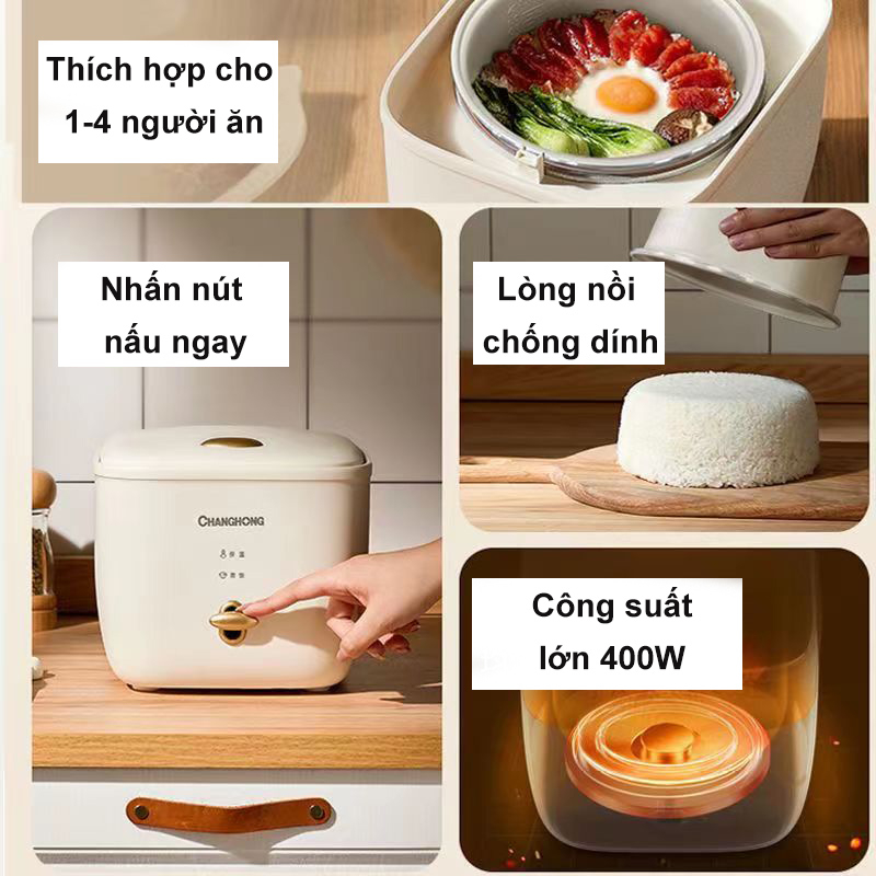 [Chính Hãng] Nồi Cơm Điện Mini Đa Chức Năng 2.5L Cao Cấp, Nấu Cháo, Hầm Canh Chống Dính, Bảo Hành 3 Tháng