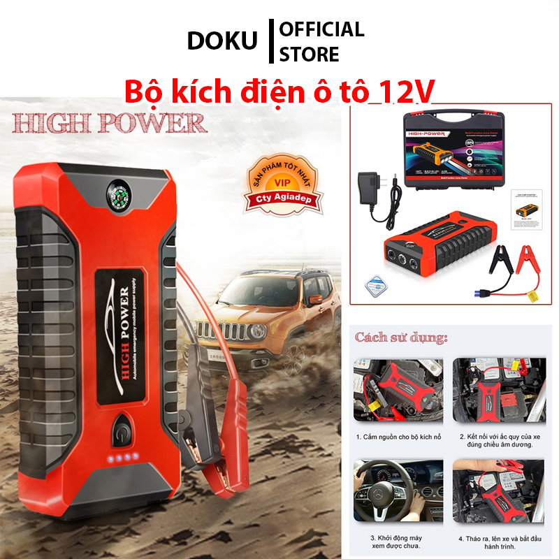 Bộ kích điện khởi động khẩn cấp ô tô 12v, Kích nổ bình áp quy High Power, Bộ kích bình ô tô cao cấp đa năng