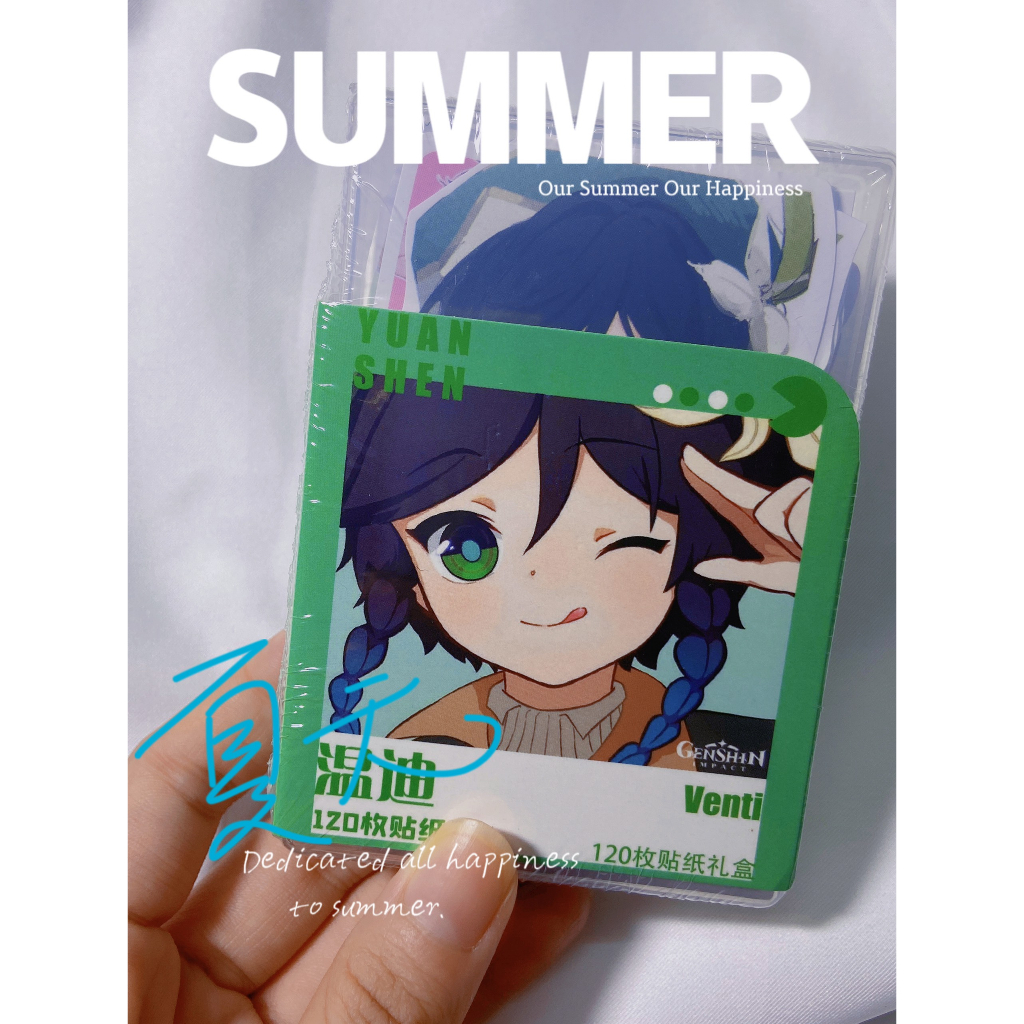 Hộp sticker Venti Genshin Impact Hộp nhựa 120 miếng hình dán Sticker (không trùng nhau)