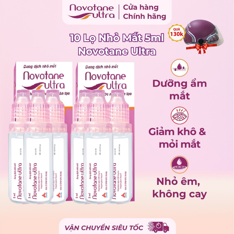 Combo 10 Lọ Nước Mắt Nhân Tạo NOVOTANE Ultra Giảm Khô Mắt, Mỏi mắt, Mờ Mắt 5ml