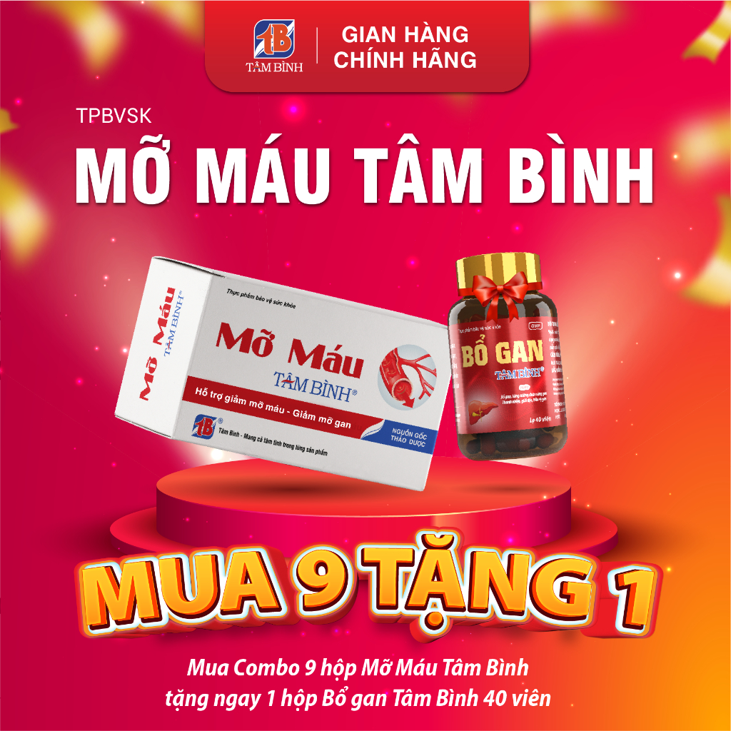 [Combo 9  Mỡ Máu Tâm Bình Tặng 1 Bổ Gan] , sản phẩm dành cho người mỡ máu cao, hỗ trợ giảm cholesterol và triglyceride