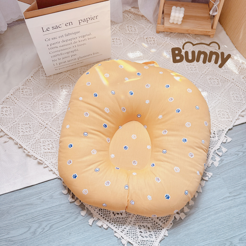 Gối chống trào ngược cho bé KidsWorld Bunny cao cấp vải cotton Hàn, chống nôn trớ an toàn cho bé (Bao gồm vỏ gối và ruột