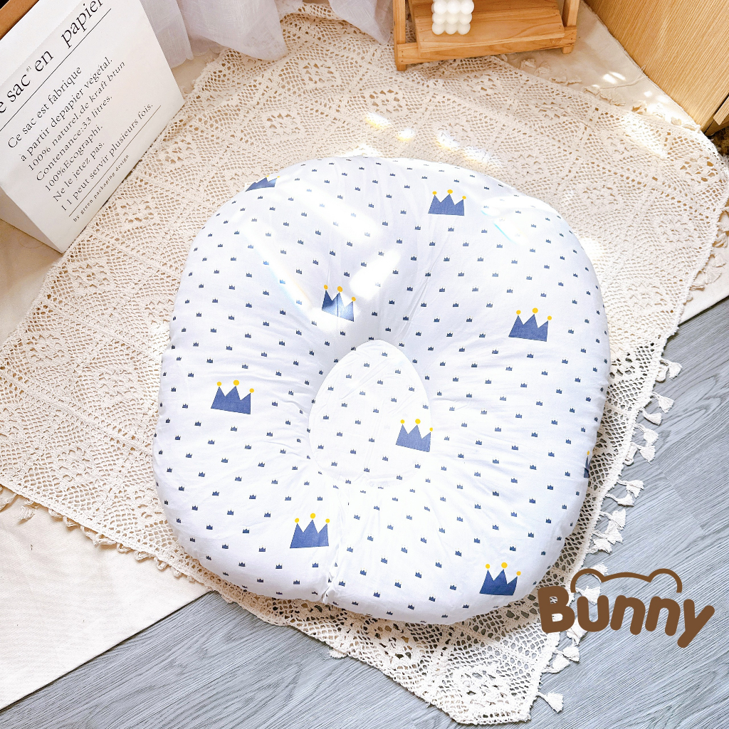 Gối chống trào ngược cho bé KidsWorld Bunny cao cấp vải cotton Hàn, chống nôn trớ an toàn cho bé (Bao gồm vỏ gối và ruột