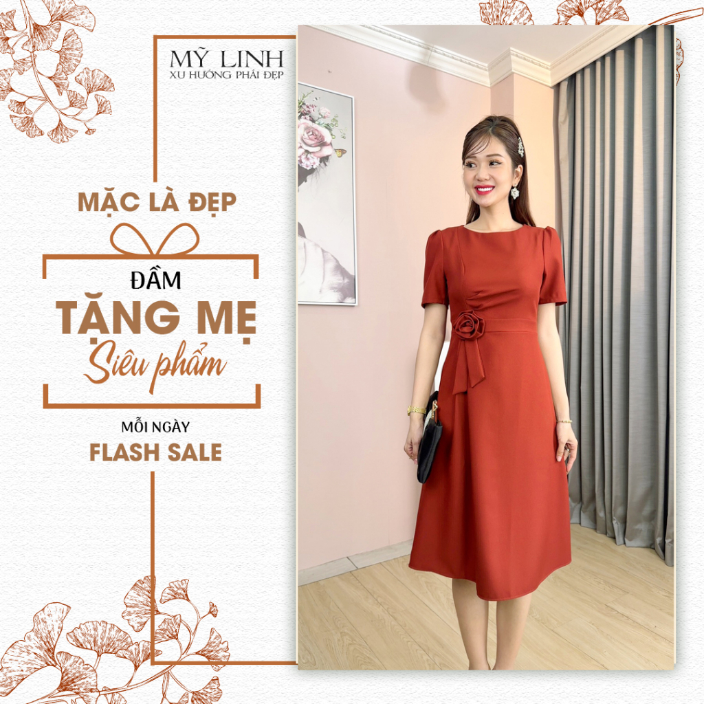 (HT 1725) Đầm công sở dáng dài thanh lịch sang trọng, siêu thanh lịch thời trang nữ