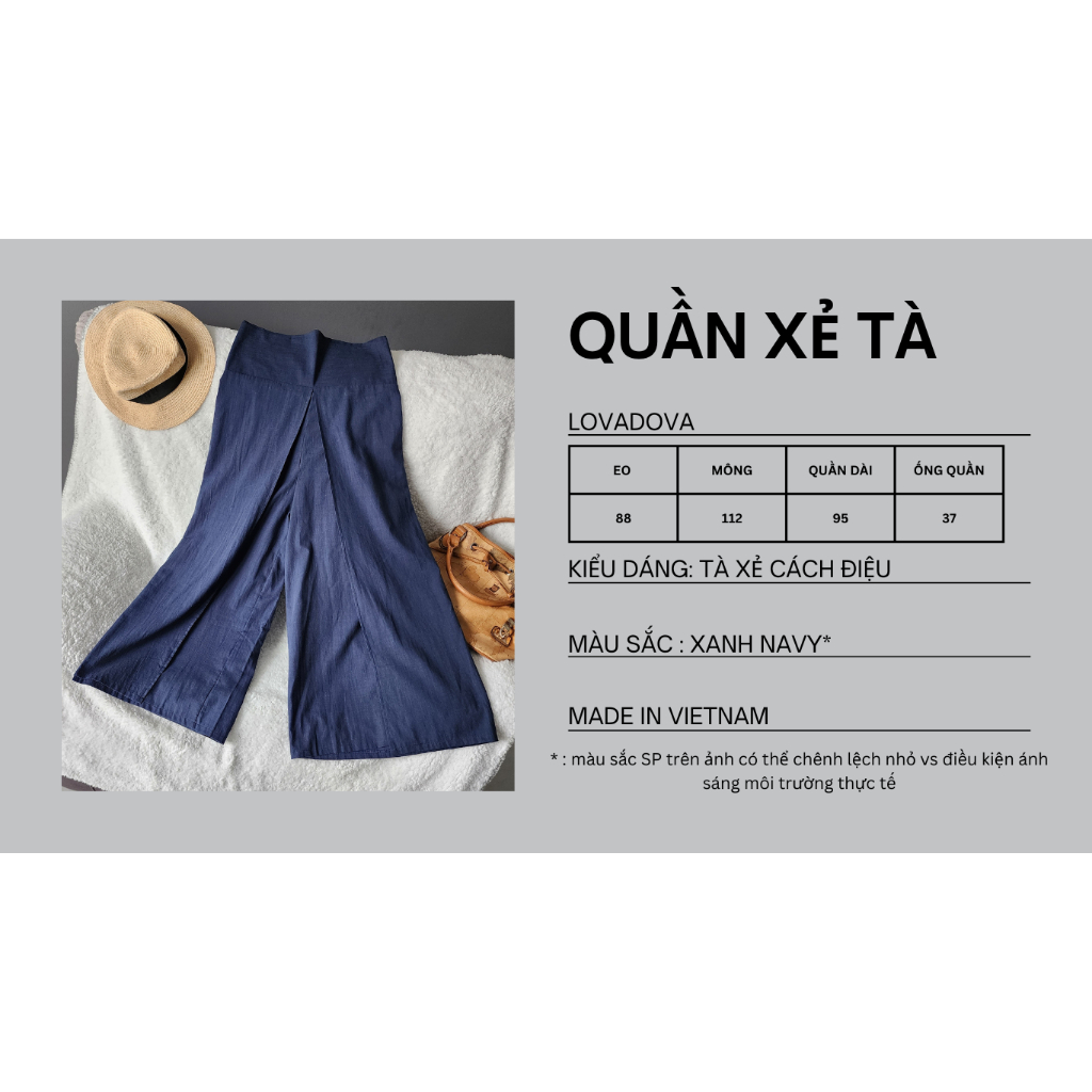 Quần Dài Nữ, Cách Điệu Giả Váy, Eo Thun, Màu Tím - Lovadova 22T03C001