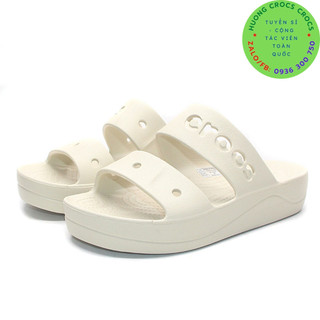 DÉP LÊ CROCS BAND BAYA ĐẾ CAO PLATFROM CHO NỮ màu kem, hàng chuẩn xịn, full box, tặng kèm stickers