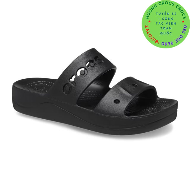 DÉP LÊ CROCS BAND BAYA ĐẾ CAO PLATFORM CHO NỮ MÀU đen, hàng chuẩn xịn, full box , tặng kèm stickers
