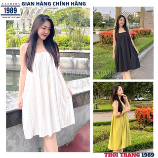 Váy babydoll hai dây nữ 3 mầu -đầm nữ dáng suông cực xinh và dễ thương , váy đi biển -THỜI TRANG 1989