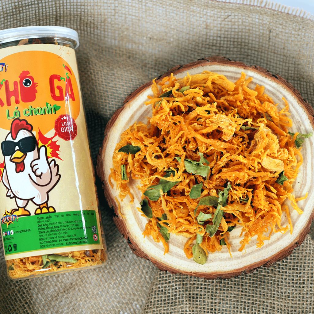 Khô Gà Lá Chanh RỘT RỘT Thơm Ngon Đậm Đà Hấp Dẫn Hộp 300g