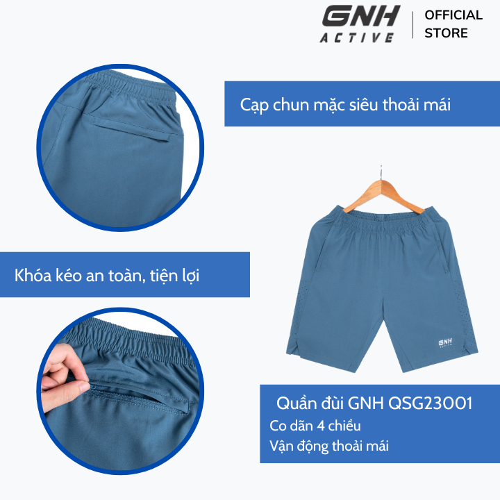 Quần short nam phong cách trẻ trung năng động chất vải gió thoáng mát | GNH QSG23002