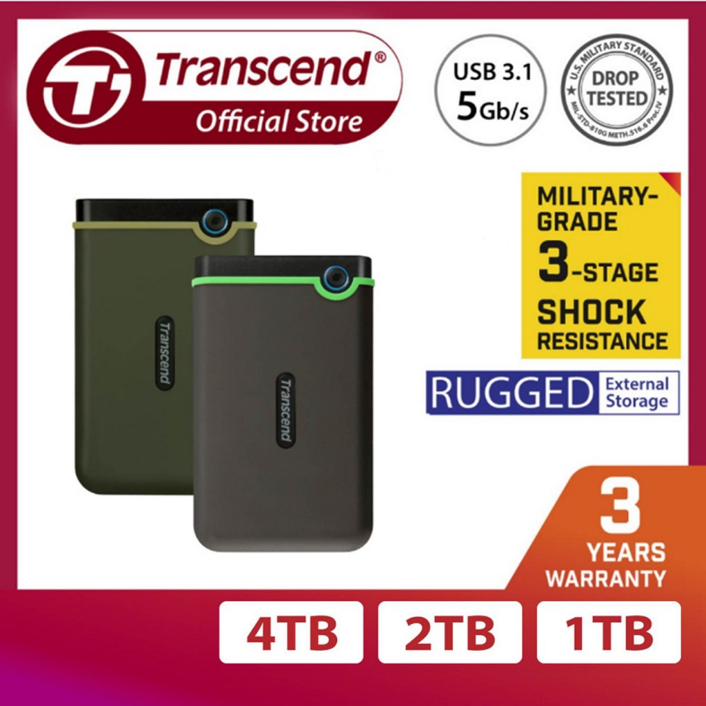 Ổ cứng gắn ngoài Transcend Slim StoreJet2.5" M3S, Portable HDD 1TB/ 2TB/ 4TB