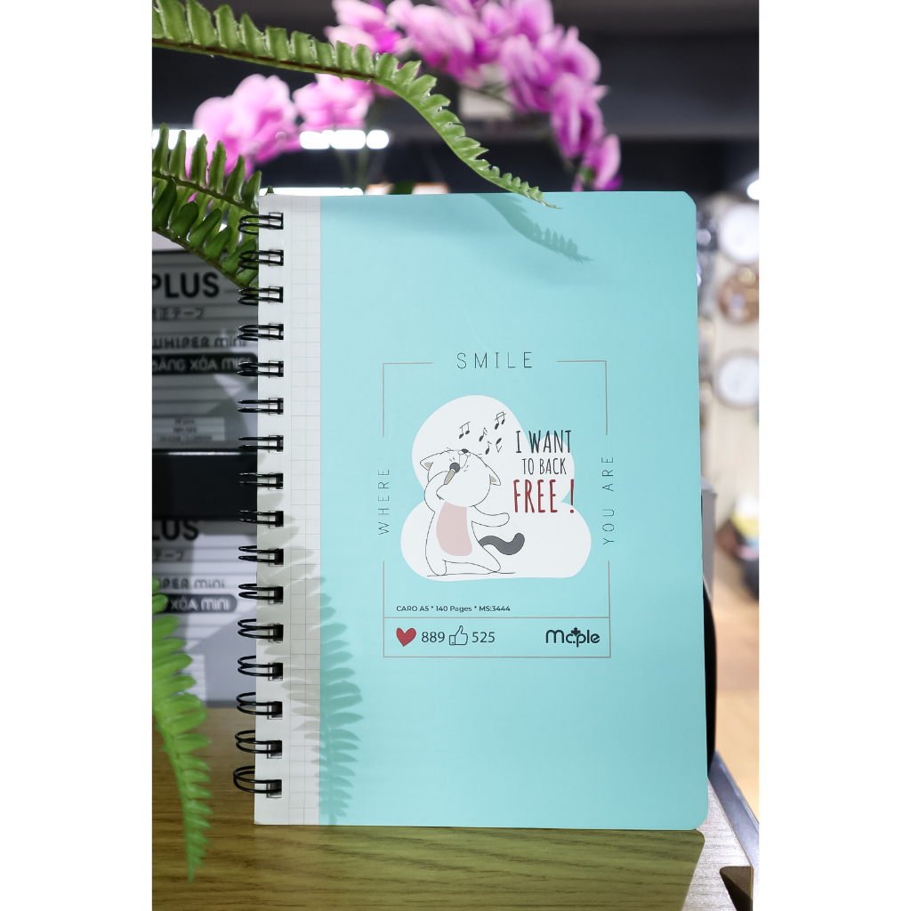 Sổ lò xo Mc.ple 𝟑𝟒𝟒𝟒 Khủng long/ Mèo ruột Caro