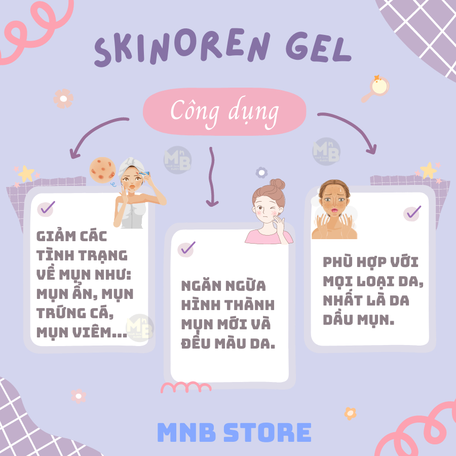 Kem giảm mụn thâm mụn & dưỡng sáng da Skinoren 15 % 20 % Azelaic Acid Cream Gel bản nội địa Nga 30g