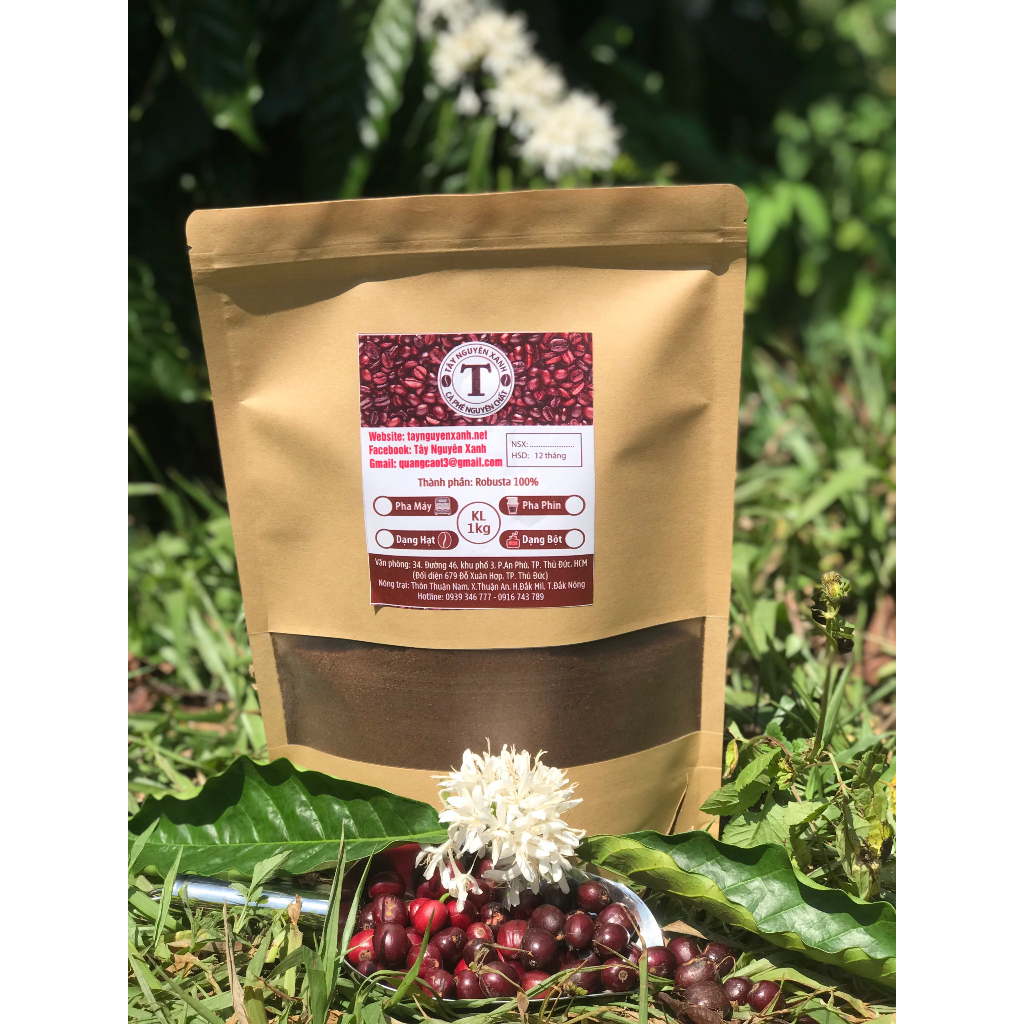 Cà phê bột nguyên chất, cafe bột Robusta rang mộc 200g