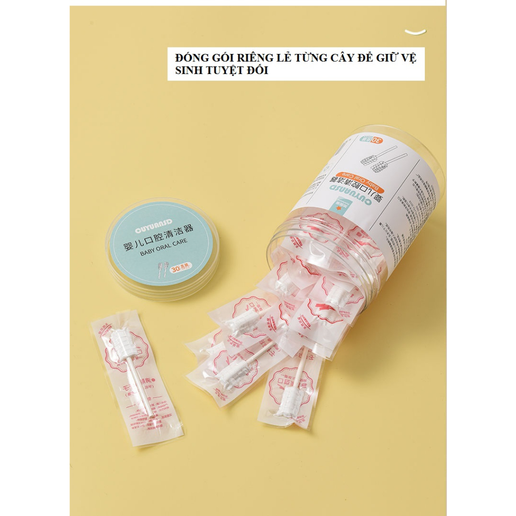 Rơ Lưỡi Cho Bé Hộp 30 Que Tưa Lưỡi Cao Cấp Cho Trẻ Sơ Sinh An Toàn CIYUANSD