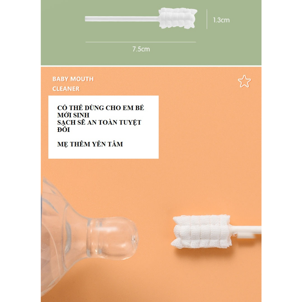 Rơ Lưỡi Cho Bé Hộp 30 Que Tưa Lưỡi Cao Cấp Cho Trẻ Sơ Sinh An Toàn CIYUANSD