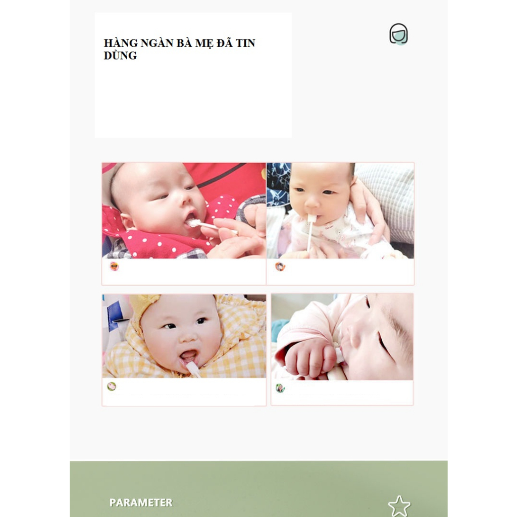 Rơ Lưỡi Cho Bé Hộp 30 Que Tưa Lưỡi Cao Cấp Cho Trẻ Sơ Sinh An Toàn CIYUANSD