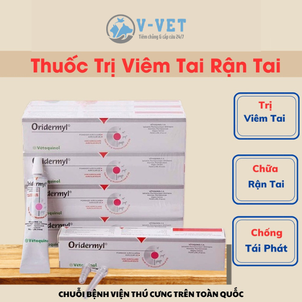 Tuýp Nhỏ Tai Mèo Hết Rận Tai Mèo ORIDERMYL - Ống Nhỏ Tai Cho Chó Mèo Hết Mủ/VIêm Tai