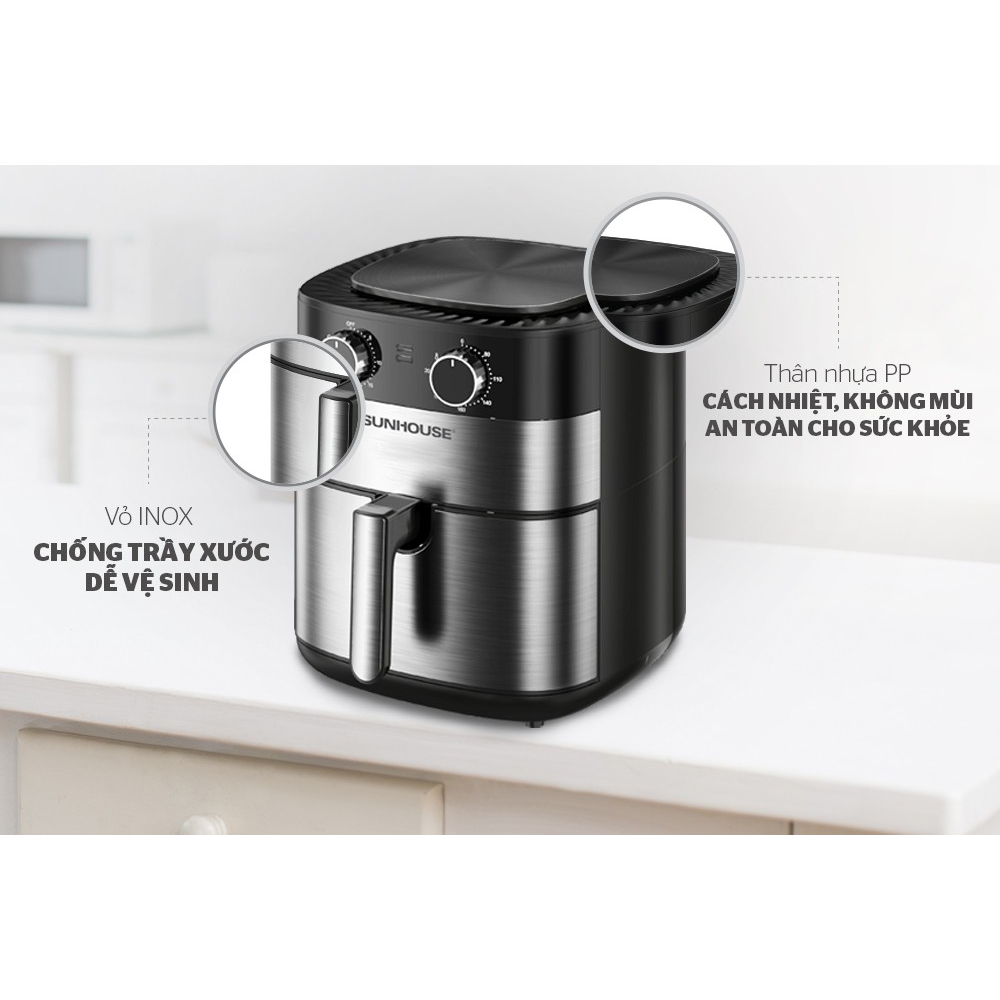 Nồi chiên không dầu 6.0L SUNHOUSE SHD4026