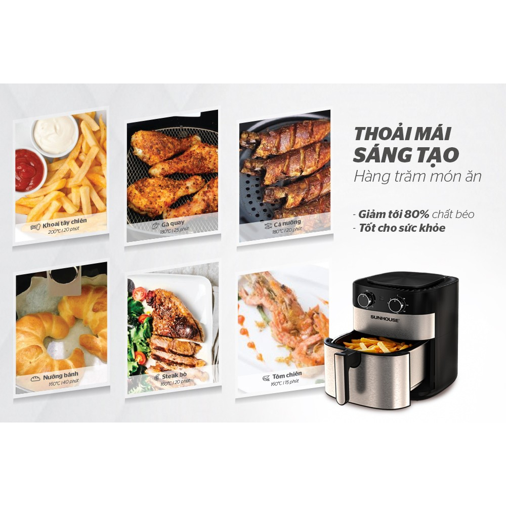 Nồi chiên không dầu 6.0L SUNHOUSE SHD4026