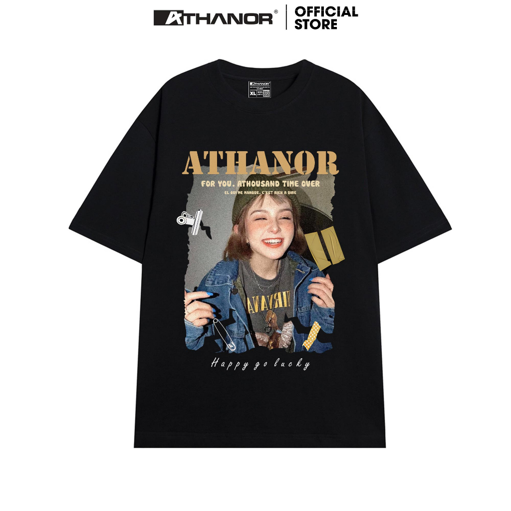 Áo phông form rộng ATHANOR chất cotton premium tay lỡ dành cho nam và nữ mẫu LUCKY