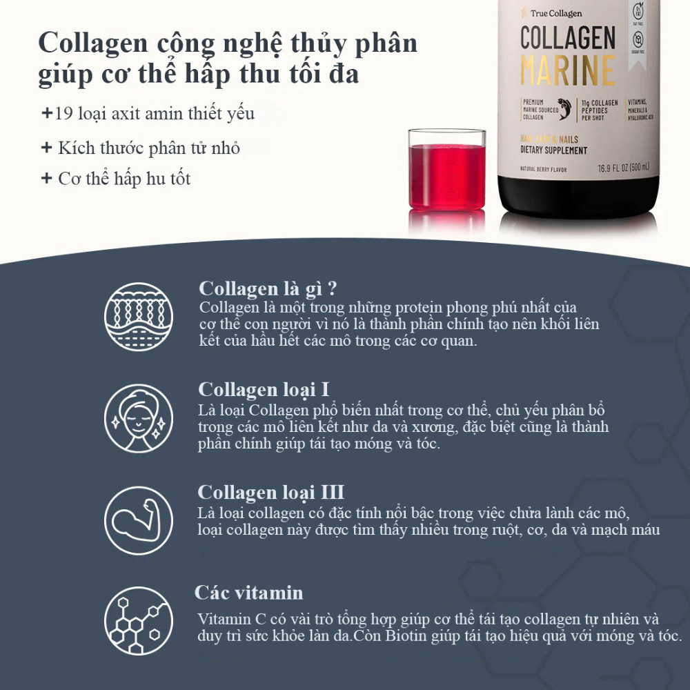 True Collagen Marine Thụy Điển hàm lượng cao 220.000mg cơ thể hấp thụ tốt - CHUSA