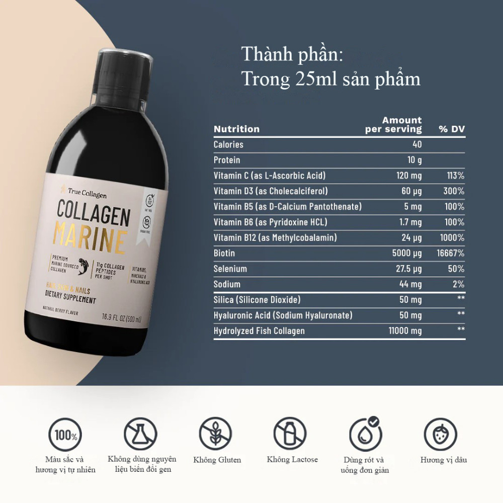 True Collagen Marine Thụy Điển hàm lượng cao 220.000mg cơ thể hấp thụ tốt - CHUSA
