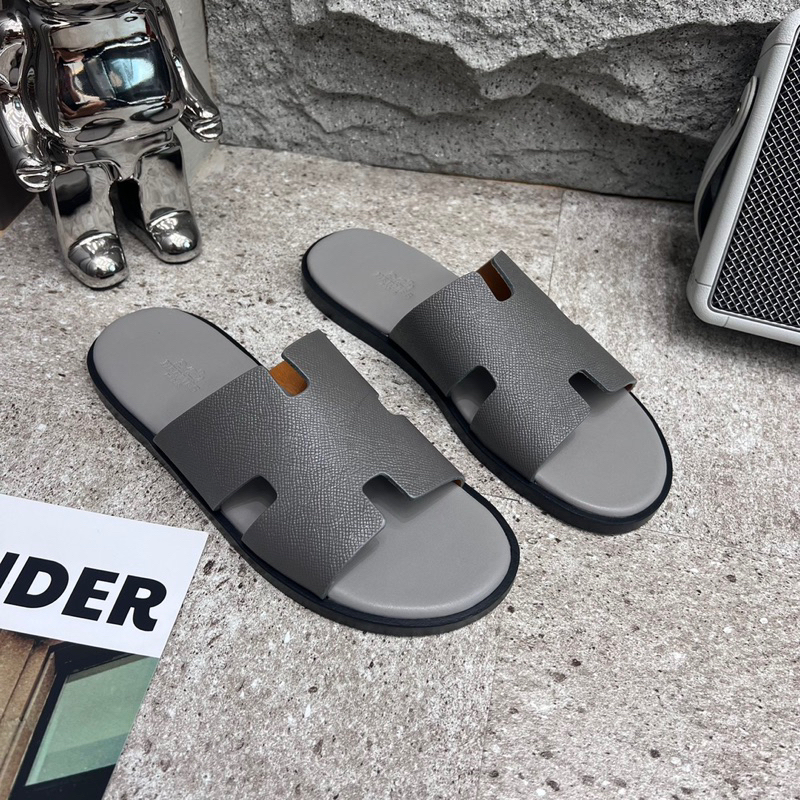 Dép lê nam HM màu ghi đá mới đế cao su new 2023