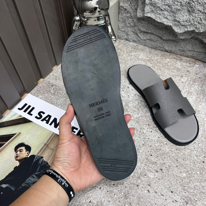 Dép lê nam HM màu ghi đá mới đế cao su new 2023