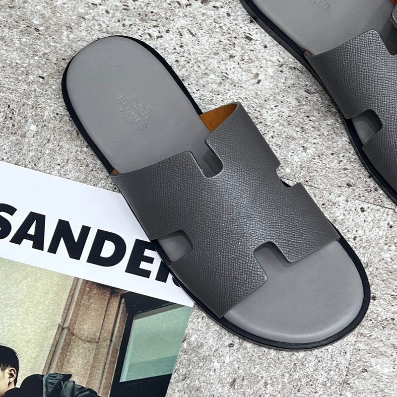 Dép lê nam HM màu ghi đá mới đế cao su new 2023