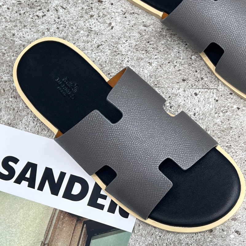 Dép lê nam HM màu ghi đá mới đế cao su new 2023