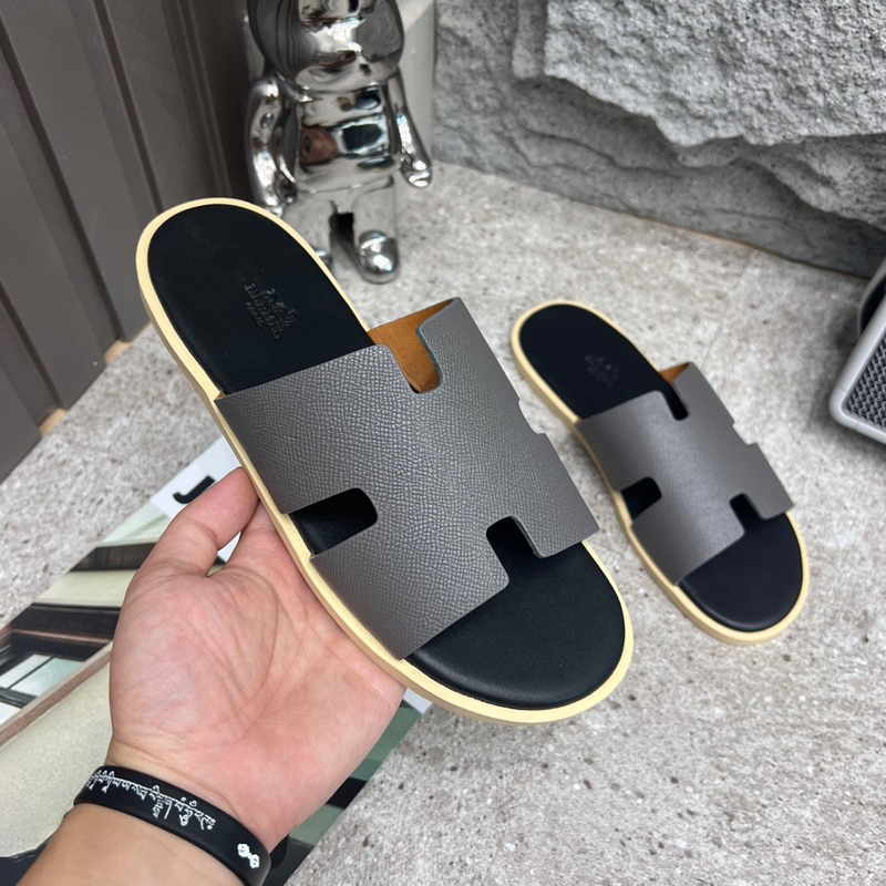 Dép lê nam HM màu ghi đá mới đế cao su new 2023