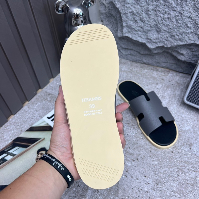 Dép lê nam HM màu ghi đá mới đế cao su new 2023