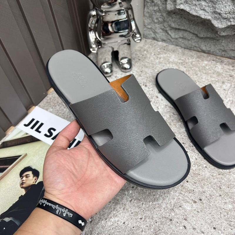 Dép lê nam HM màu ghi đá mới đế cao su new 2023