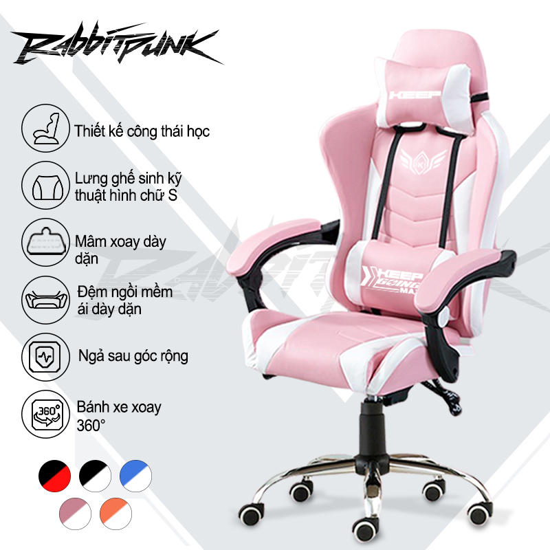 Ghế gaming Hồng công thái học , ghế làm việc dạng xoay có tựa lưng