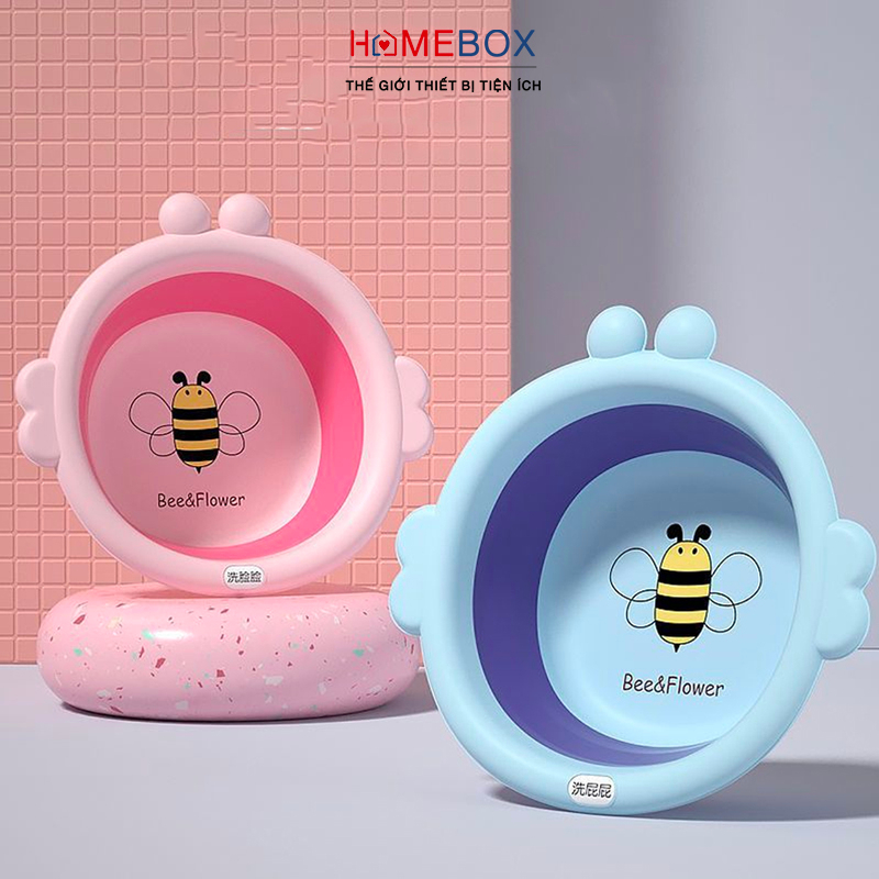 Chậu rửa mặt gấp gọn cho bé, Thau gấp gọn hình ong, chậu nhựa vệ sinh cá nhân cho bé trẻ sơ sinh tiện lợi tiết kiệm