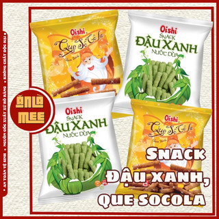 Bim bim oishi đậu xanh nước dừa, bim bim que socola, snack que tuổi thơ gói to 15g tiệm ăn vặt ăn là mê