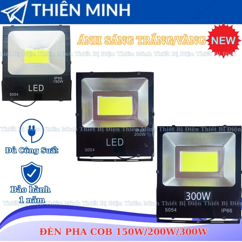 Đèn Pha Led COB 150w/200w/300w Chiếu Sáng Công Trình Ngoài Trời Chống Nước IP66