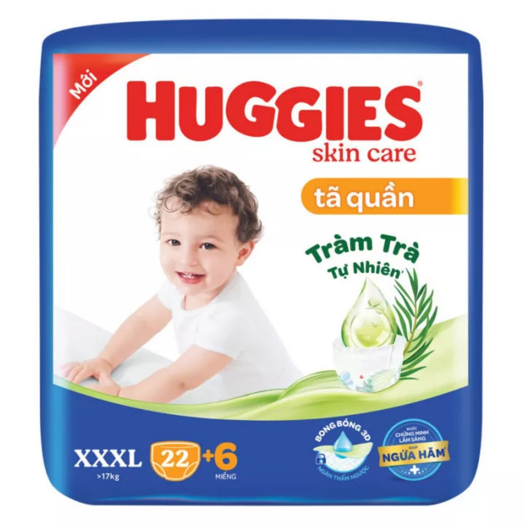 Tã/bỉm quần HUGGIES DRY XXXL22+6 cho bé trên 17kg