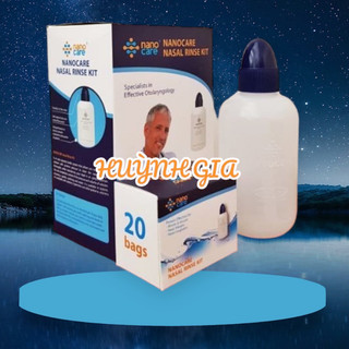 Bình rữa mũi nanocare 180ml và 20 gối muối chính hãng