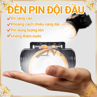 Đèn pin đội đầu,Đèn pin đội đầu chiếu xa siêu sáng,Đèn pin sạc đội đầu siêu sáng - kèm sạc và dây đeo