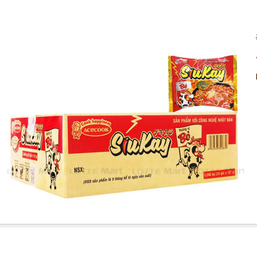Thùng Mì Siu Kay Vị Hải Sản/ Bò Acecook